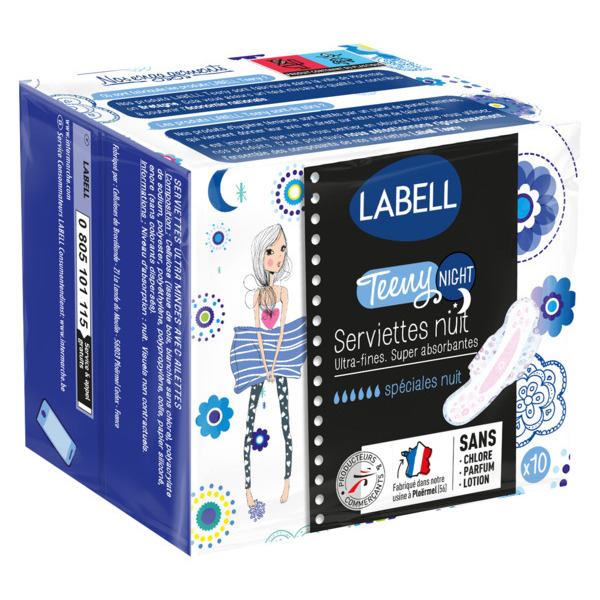 SERVIETTES HYGIÉNIQUES NUIT TEENY X10 
