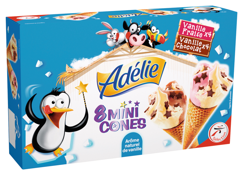 MINI CÔNES VANILLE/FRAISE X4 & VANILLE/CHOCOLAT...