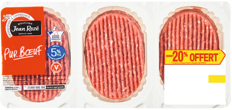 VIANDE BOVINE : 6 STEAKS HACHES 5% DE MAT.GR Je...