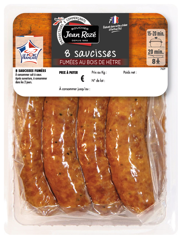 8 SAUCISSES FUMÉES Jean Rozé