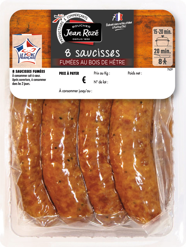 8 SAUCISSES FUMÉES Jean Rozé
