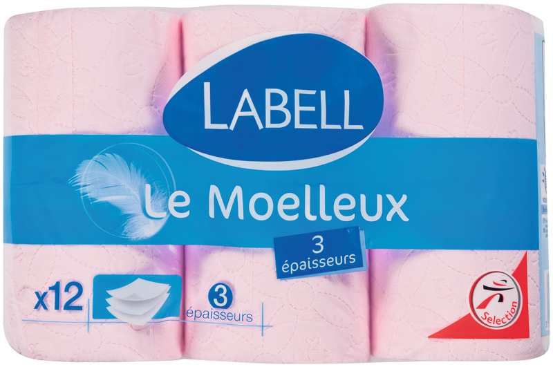 PAPIER TOILETTE LE MOELLEUX 3 EPAISSEURS ROSE R...