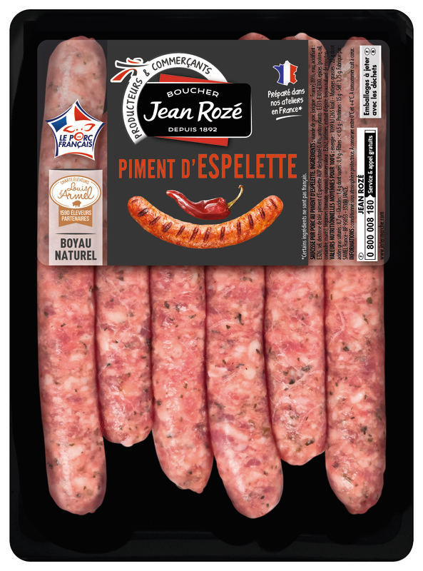 6 SAUCISSES AU PIMENT ESPELETTE Jean Rozé