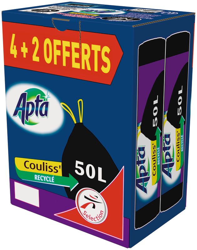 SACS POUBELLE LIENS COULISSANTS 10X 50L Apta