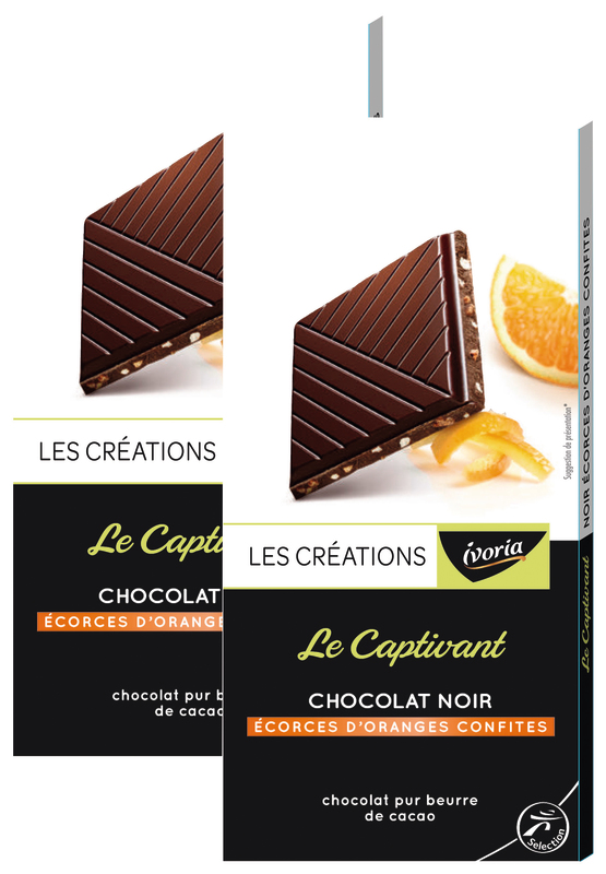 TABLETTES DE CHOCOLAT  NOIR ORANGE LES CREATIONS