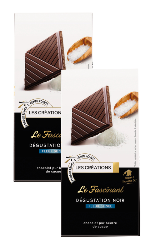 TABLETTES DE CHOCOLAT NOIR FLEUR DE SEL LES CRE...