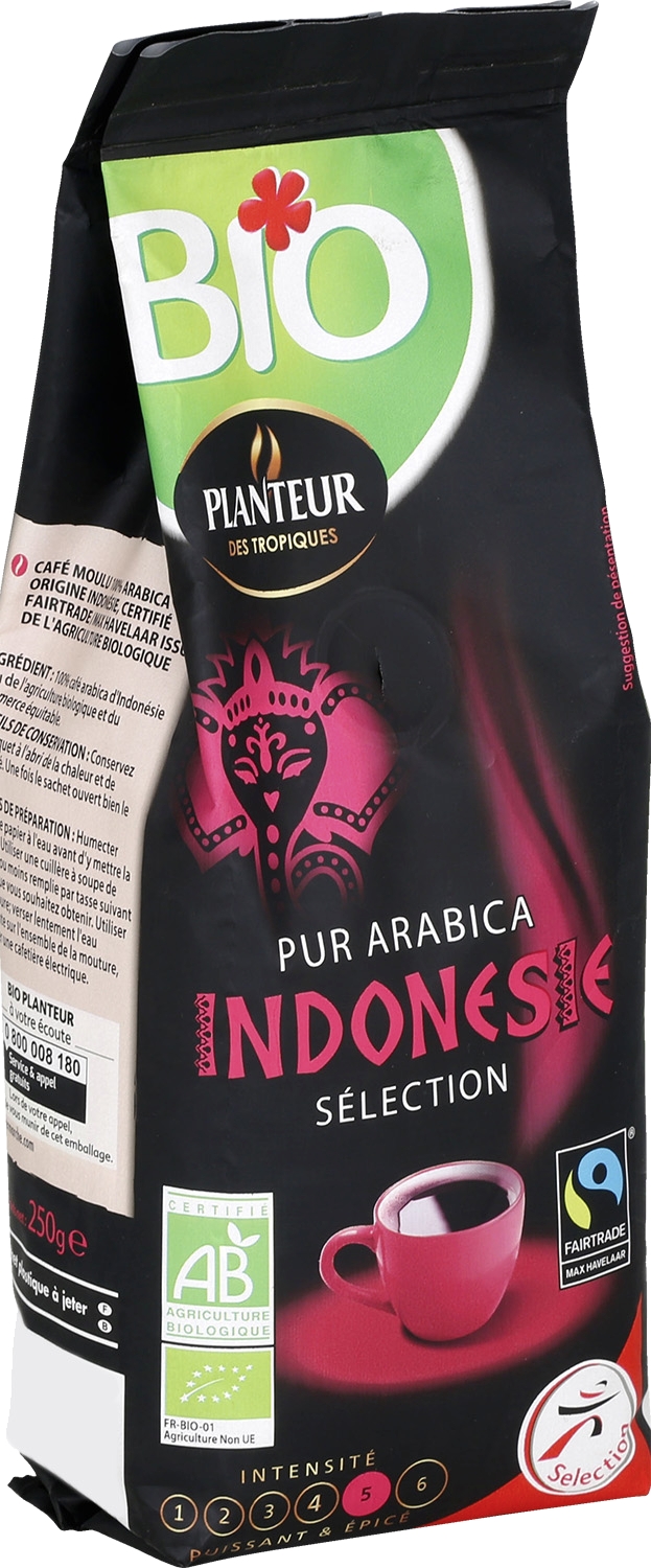 Café moulu pur arabica Indonésie bio Planteur d...
