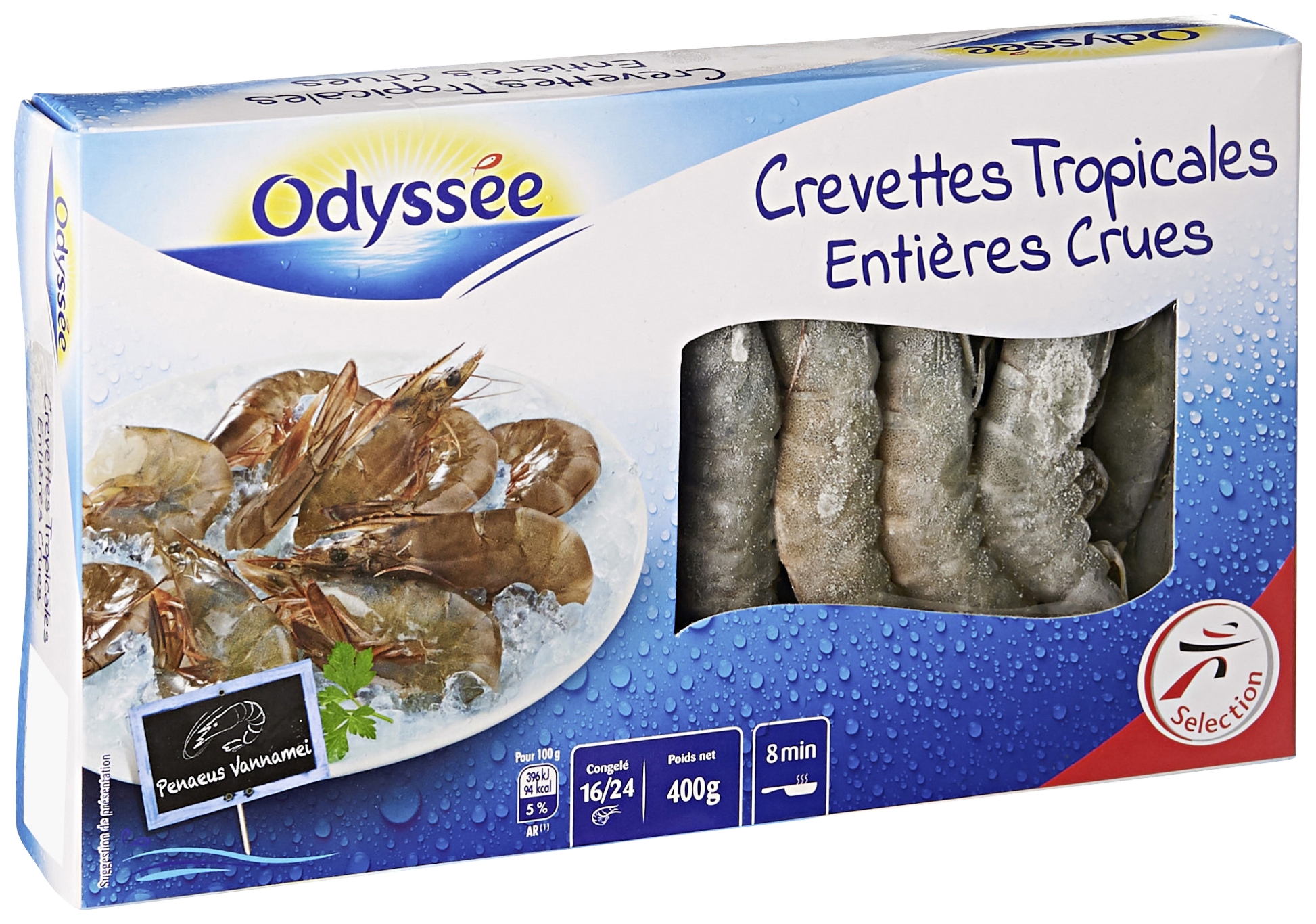 Crevettes tropicales entières crues surgelées O...