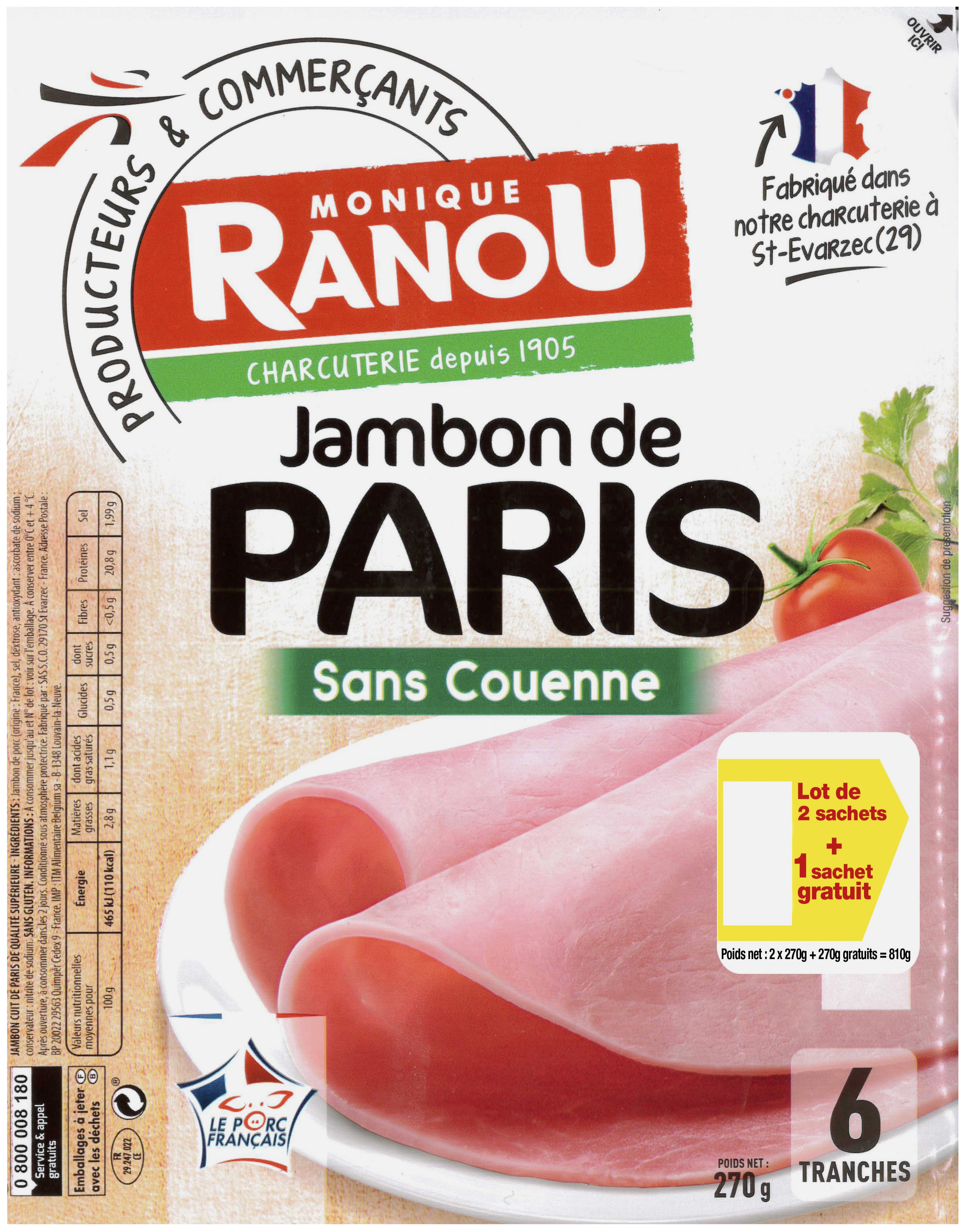 Jambon Mon Paris sans couenne Monique Ranou