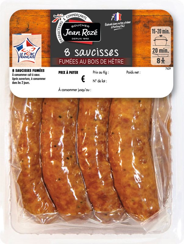 8 SAUCISSES FUMÉES Jean Rozé