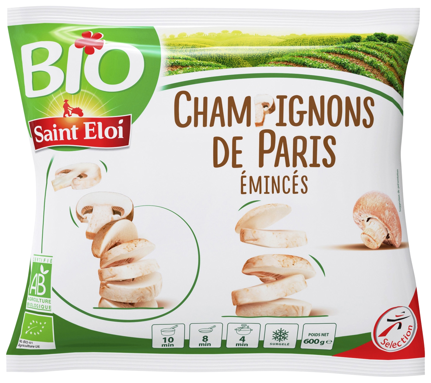 Champignons de Paris émincés bio surgelés Bio S...