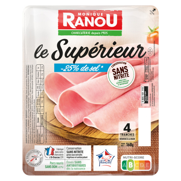 JAMBON SUPÉRIEUR -25% DE SEL 4 TRANCHES
