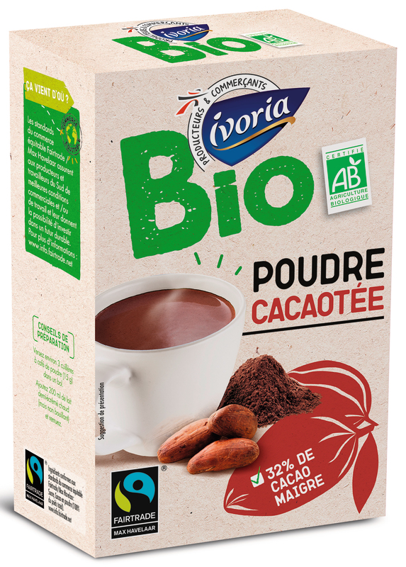 IVORIA POUDRE CACAOTÉE BIO ÉQUITABLE IVORIA code EAN 3250392490966 