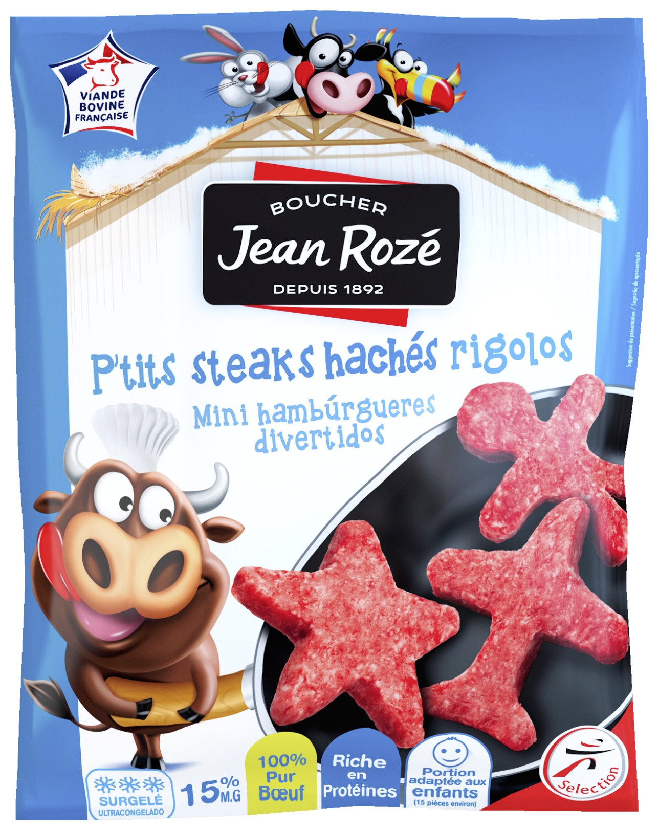 P'tits steaks hachés rigolos surgelés Jean Rozé