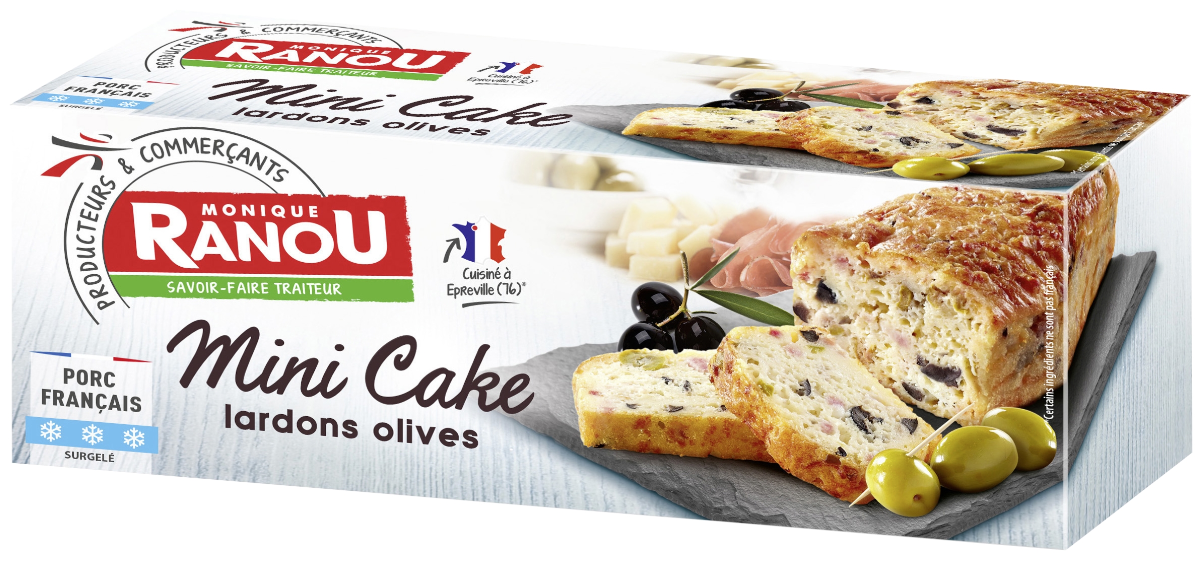 Mini cake lardons olives surgelé Monique Ranou