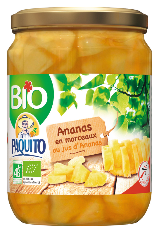 ANANAS EN MORCEAUX AU JUS D'ANANAS BIO paquito