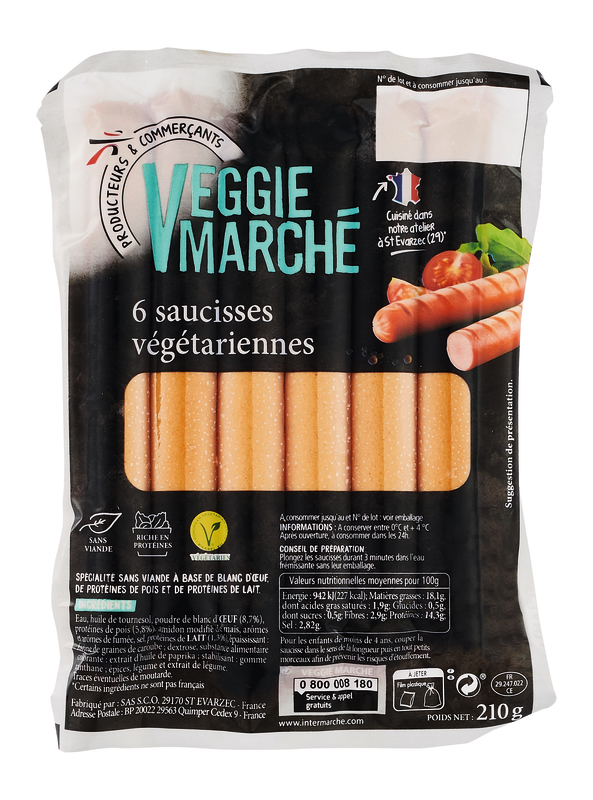 6 SAUCISSES VÉGÉTARIENNES veggie marché