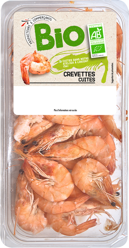  CREVETTE CUITE BIO DE 40 À 60 PIÈCES AU KILO  code EAN 3250392555528 