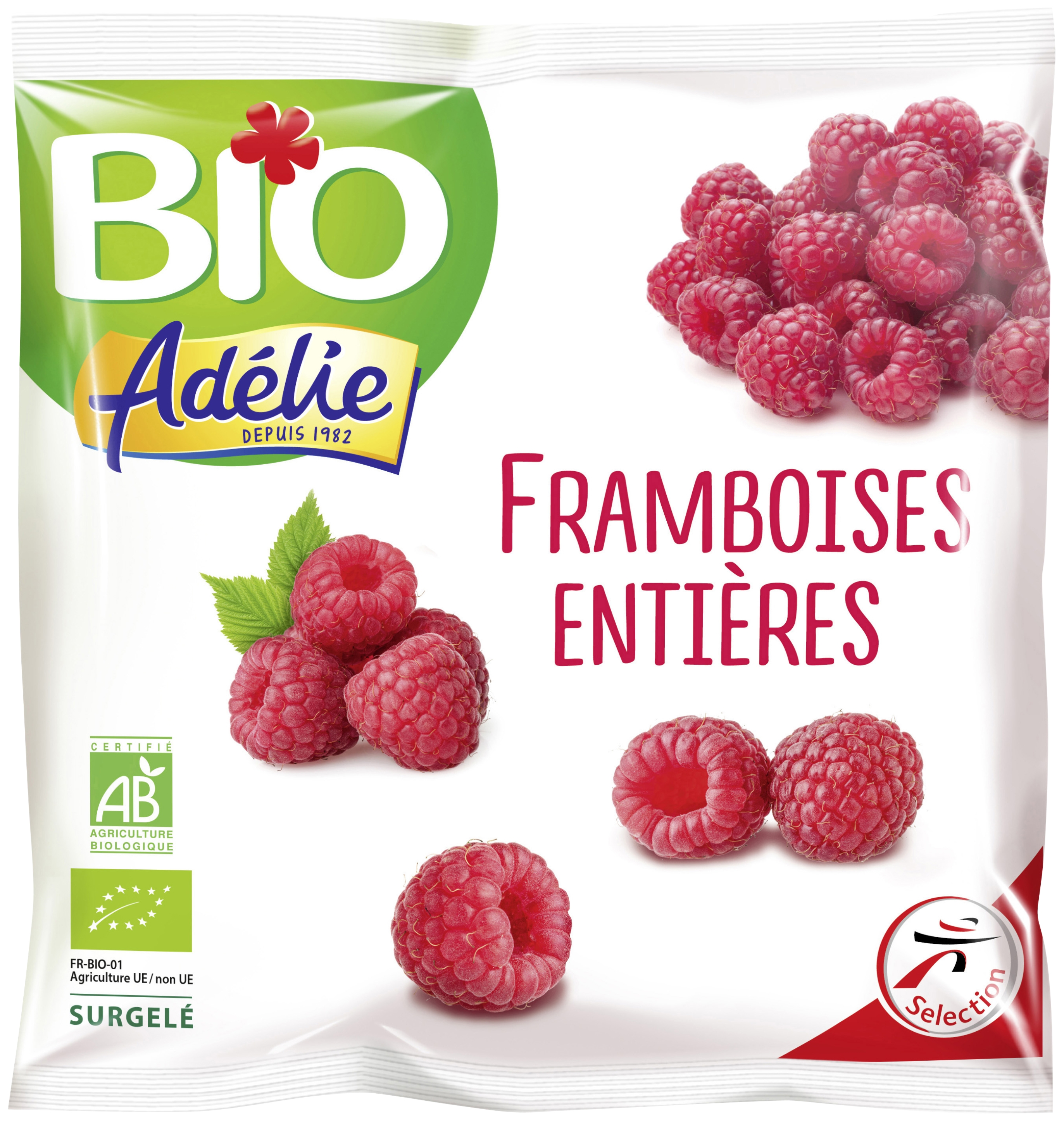 Framboises entières bio surgelées Adélie