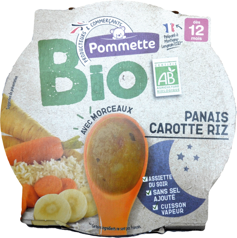 ASSIETTE PANAIS CAROTTE RIZ pommette bio
