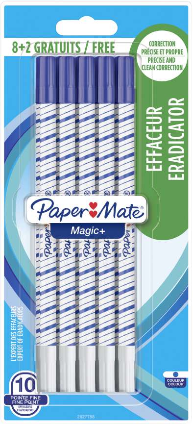 Paper Mate 8 + 2 EFFACEURS RÉÉCRIVEURS “MAGIC +” Paper Mate code EAN 3250392560010 