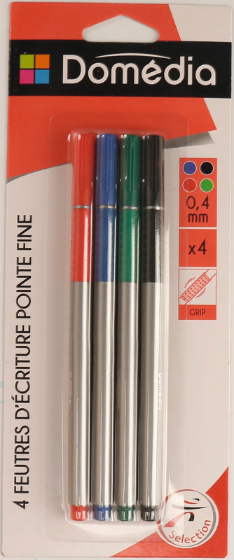 4 FEUTRES D'ÉCRITURE POINTE FINE Domédia