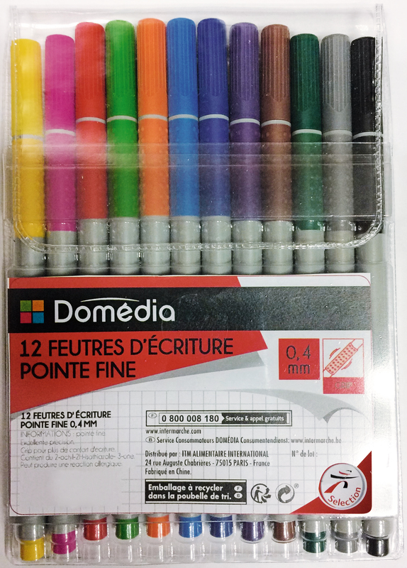 12 FEUTRES D’ÉCRITURE POINTE FINE DOMEDIA