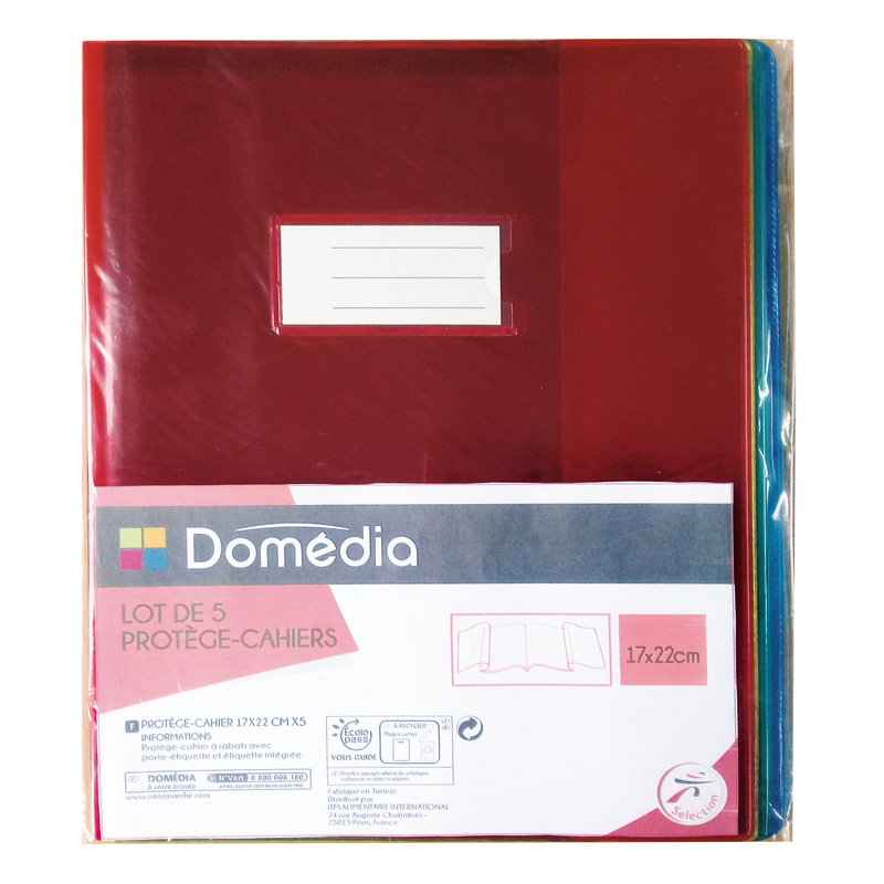 5 PROTÈGE CAHIERS 17X22 CM DOMEDIA