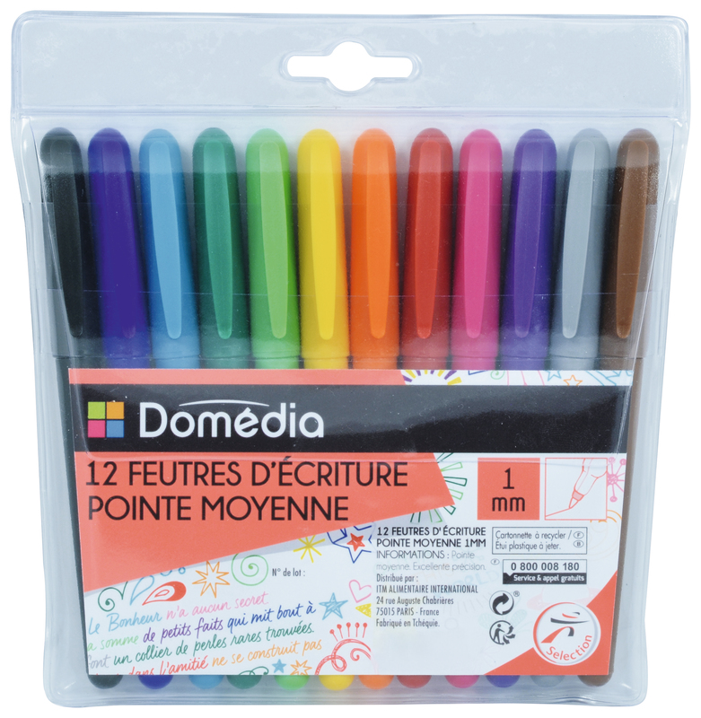 12 FEUTRES D'ÉCRITURE DOMEDIA