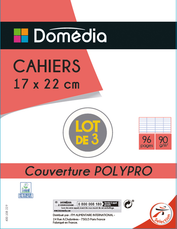 3 CAHIERS 17X22 CM DOMEDIA