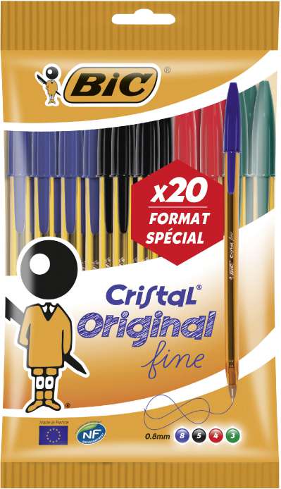 Bic 20 STYLOS BILLE CRISTAL® “ORIGINAL FINE” Bic code EAN 3250392563233 