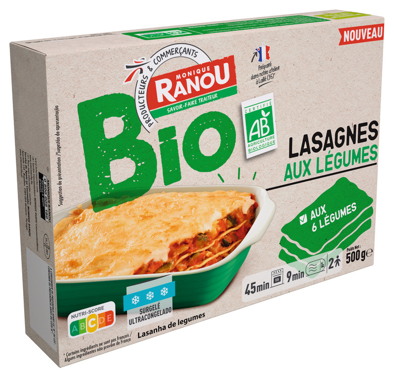 LASAGNES AUX LÉGUMES BIO SURGELÉES Monique Ranou