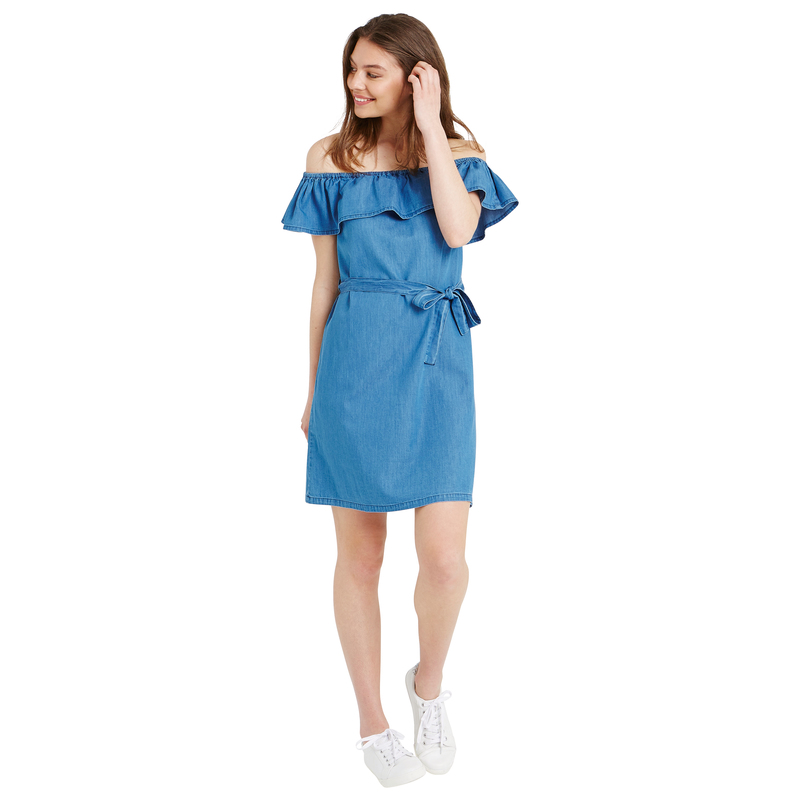 ROBE DENIM VOLANTS FEMME ELDYS
