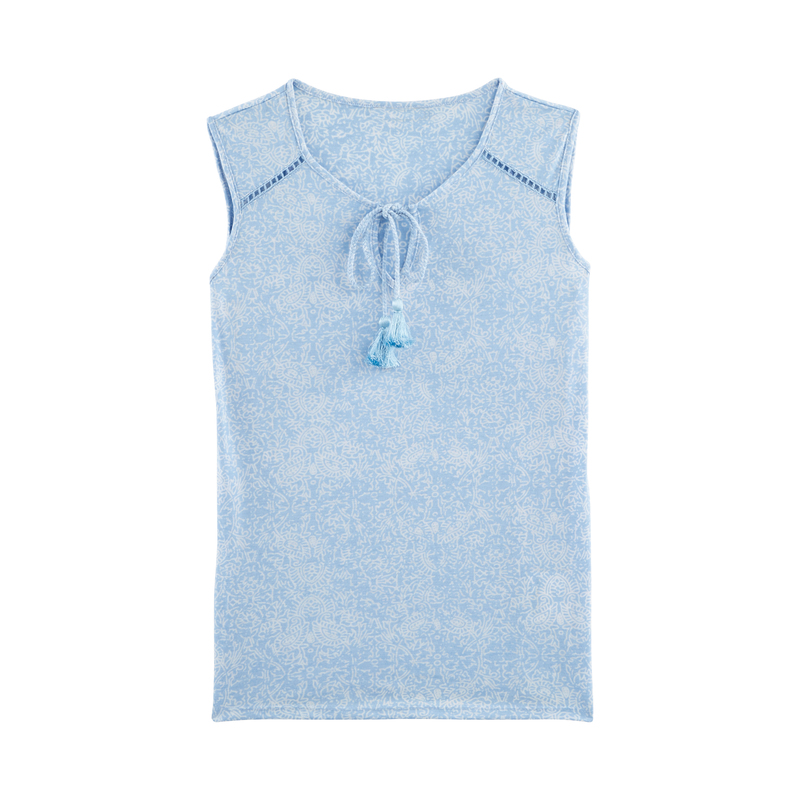 TOP SANS MANCHES EN MAILLE DÉVORÉE FEMME ELDYS