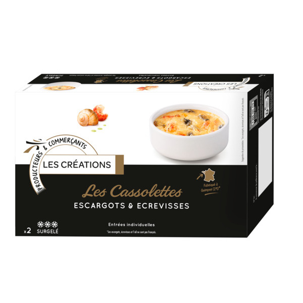 LES CRÉATIONS CASSOLETTES ESCARGOTS & ÉCREVISSES SURGELÉES 
 code EAN 3250392653514 