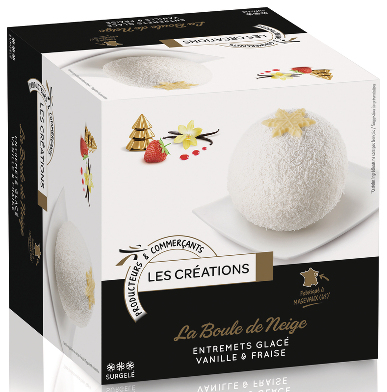 LA BOULE DE NEIGE, ENTREMETS GLACÉ VANILLE ET F...