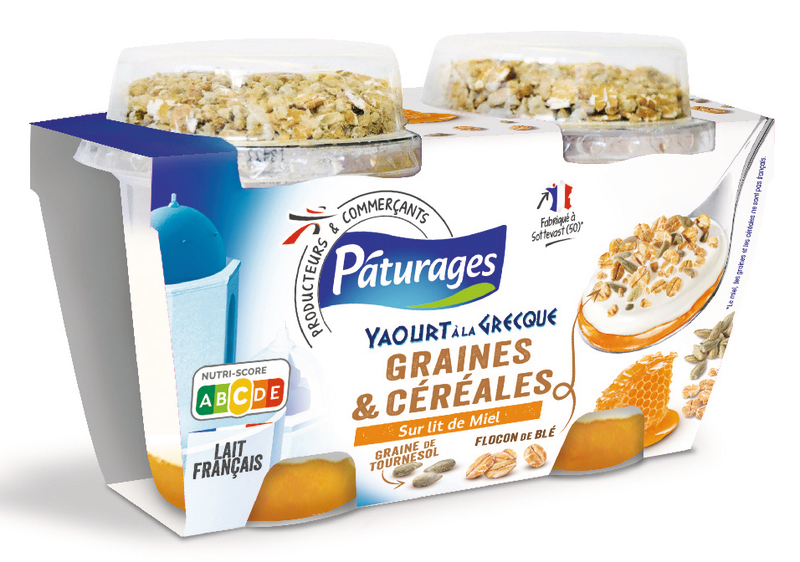 YAOURT À LA GRECQUE GRAINES & CÉRÉALES  SUR LIT...