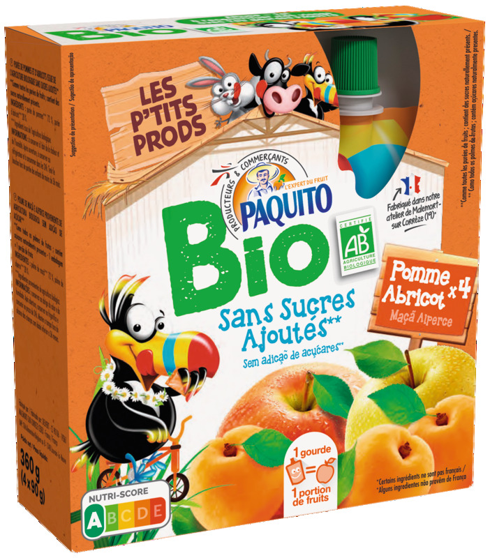 GOURDES POMME ABRICOT SANS SUCRES AJOUTÉS paqui...