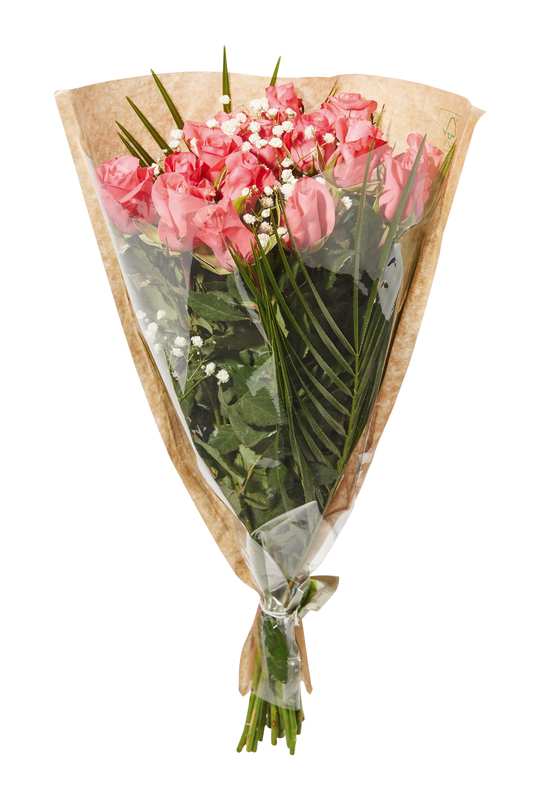 BOUQUET 15 ROSES 50 CM AVEC FEUILLAGES mon marc...