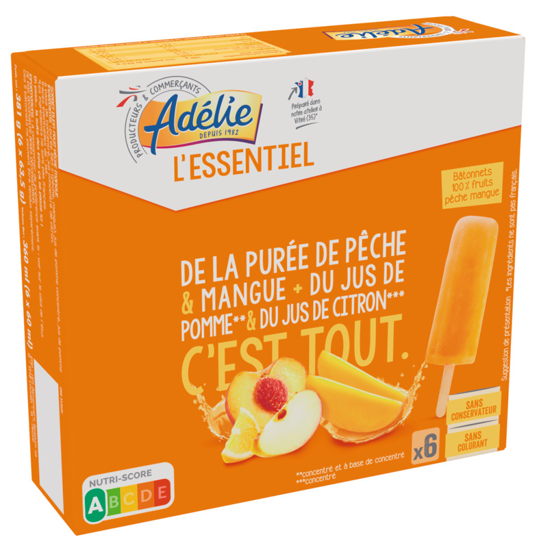 Adélie L'Essentiel BÂTONNETS 100% FRUITS PÊCHE MANGUE Adélie L'Essentiel 3250392746834 (3250392746834)