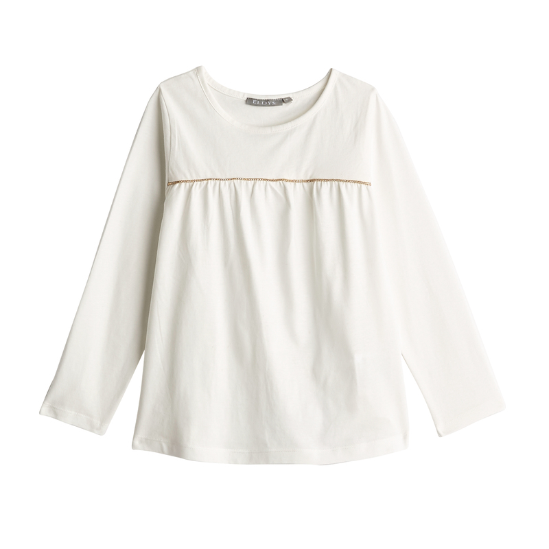 TEE SHIRT FILLE AVEC LISERET DORÉ eldys