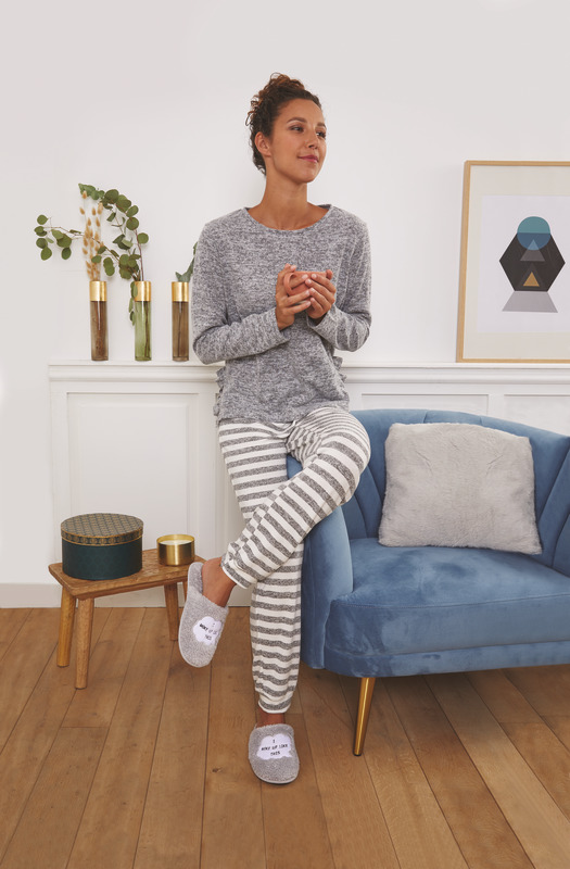 PANTALON FEMME RAYÉ EN MAILLE DOUCE eldys