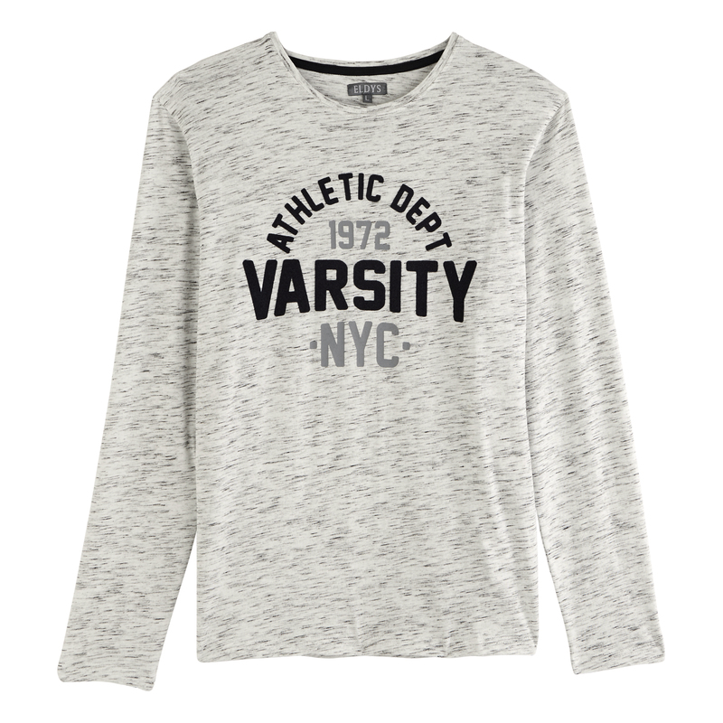 TEE-SHIRT MANCHES LONGUES CHINÉ ET FLOQUÉ HOMME...