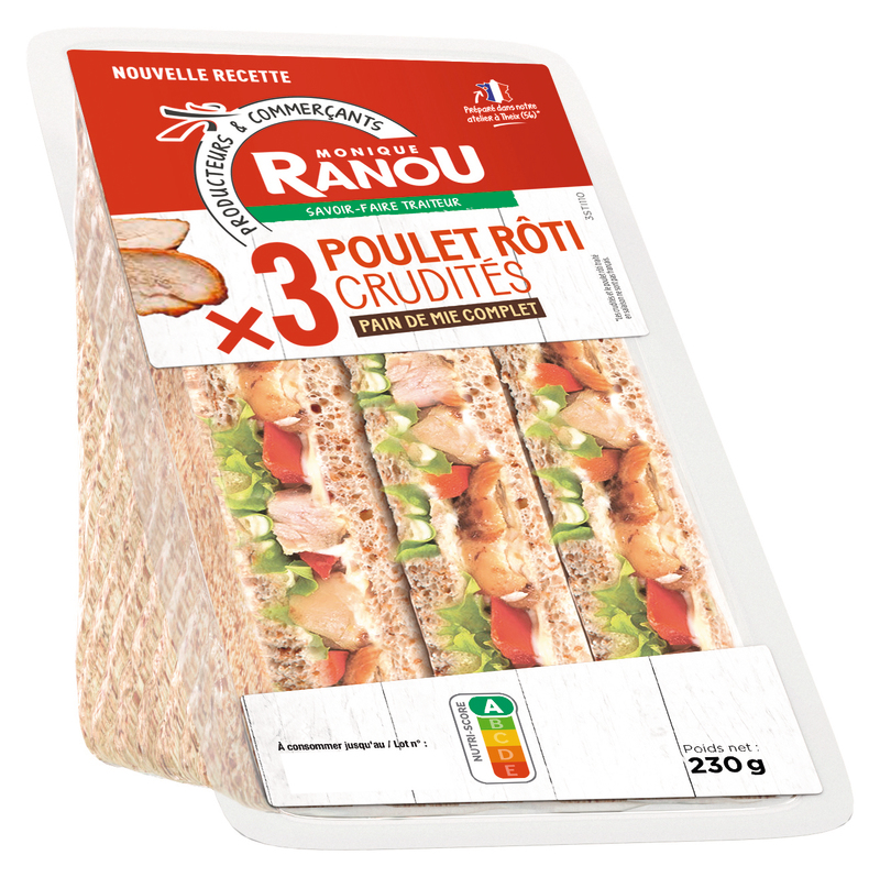 SANDWICH TRIANGLE POULET RÔTI CRUDITÉS monique ...