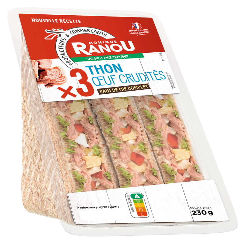 SANDWICH TRIANGLE THON ŒUF CRUDITÉS monique ranou