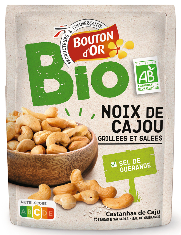 NOIX DE CAJOU GRILLÉES ET SALÉES Bouton d'or bio