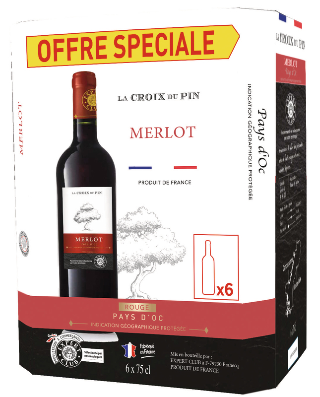 La croix du pin - expert club IGP PAYS D'OC MERLOT ROUGE La croix du pin - expert club code EAN 3250392836900 