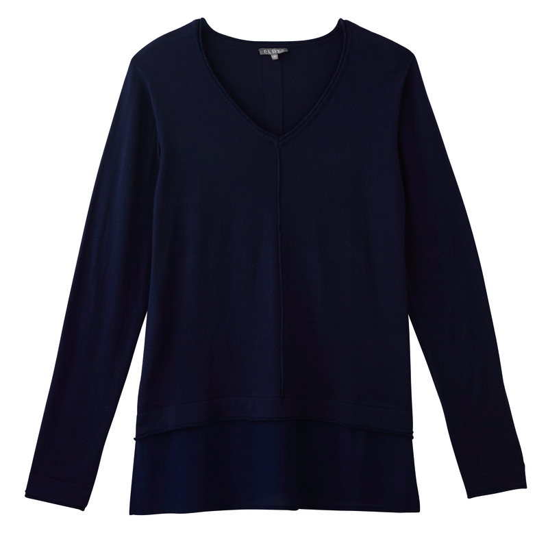 PULL COL V LUREX BAS VOILE FEMME eldys