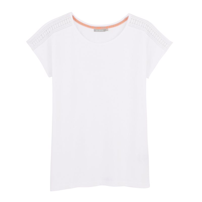 TEE-SHIRT MANCHES COURTES AJOURÉ ÉPAULES FEMME ...