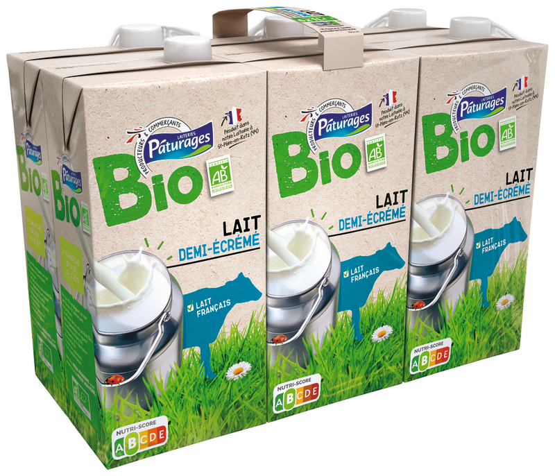LAIT UHT DEMI ÉCRÉMÉ BRIQUE BIO Pâturages bio